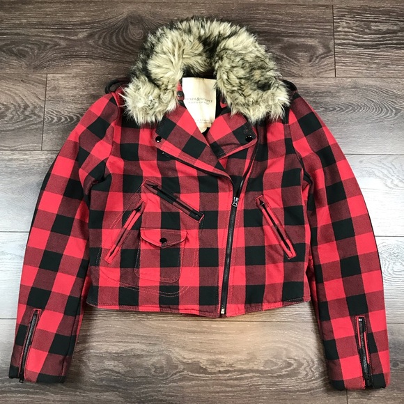 Denim & Supply Ralph Lauren Womens Vintage Full Zip Faux Fur Plaid Denim Jacket - Picture 1 of 7